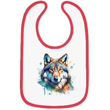 Discover Watercolor Wolf Portrait Bibs