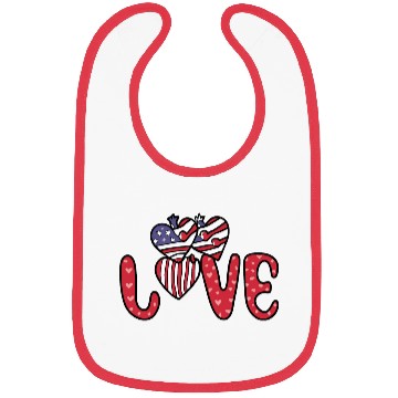 Discover Flag Patriotic Lover Red Hearts US American Bibs
