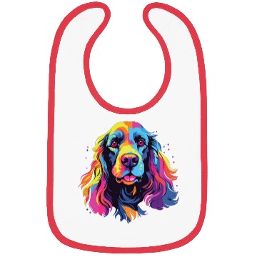 Discover Watercolor Colorful American Cocker Spaniel Bibs