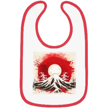 Discover Kyoto Mountains: Flag, Volcano, and Blood Moon Bibs