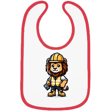 Discover Cute Lion Construction Worker Bibs