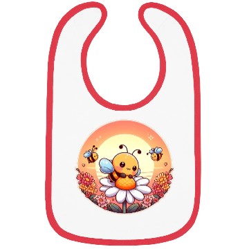 Discover cute kawaii bee on flower Bibs