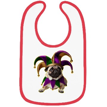 Discover Mardi Gras Pug with Jester Hat Bibs