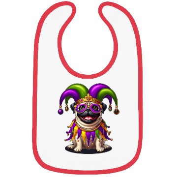 Discover Mardi Gras Pug with Jester Hat Bibs