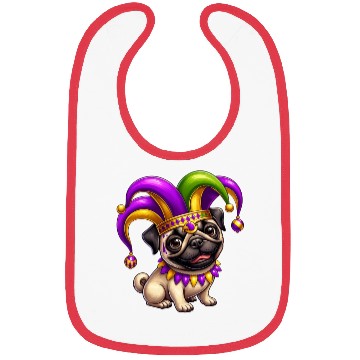 Discover Mardi Gras Pug with Jester Hat Bibs