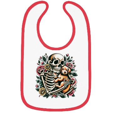Discover Skeleton Cute Puppy Dog Floral Old School Vintage Bibs