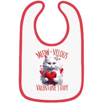 Discover Meow-velous Valentines Day White Cat Bibs