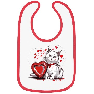 Discover Valentines Day White Cat With Red Heart Box Bibs