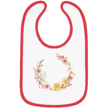 Discover Spring floral wreath of daffodils and catkins Bibs