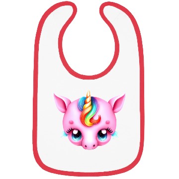 Discover Pink Baby Rainbow Unicorn Head Bibs