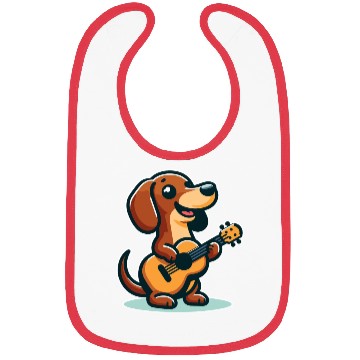 Discover Cute Dachshund playing Guitar Bibs