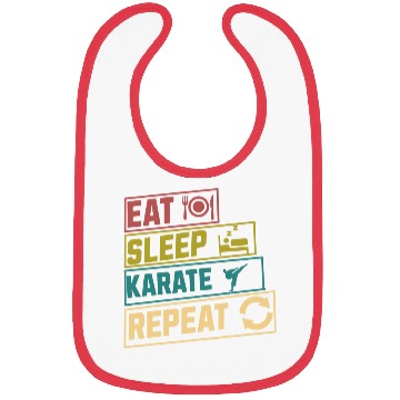 Discover Eat sleep karate repeat hobby Bibs