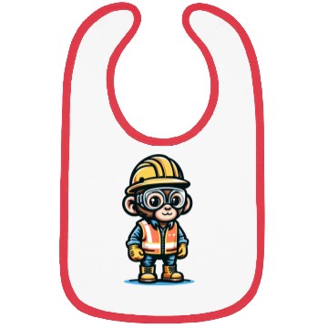 Discover Cute Monkey Construction Worker Bibs