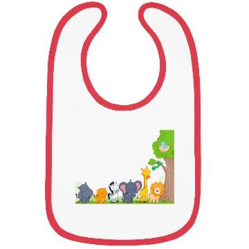 Discover Multi zoo animals lion giraf elephant Bibs