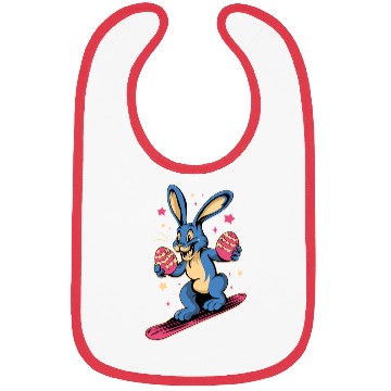 Discover Easter Bunny on a snowboard with Easter eggs Bibs