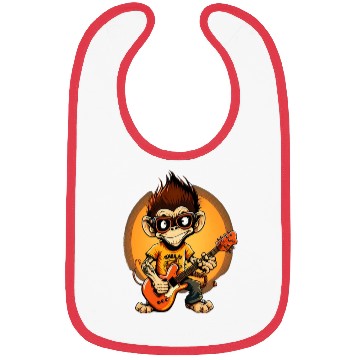 Discover Monkey Chimpanzee Playing Acousitc Rock Guitar Bibs