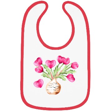 Discover Turnip Love Bouquet Heart Flowers Valentine's Day Bibs