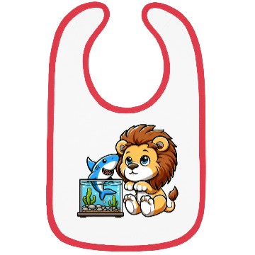 Discover Lion in Aquarium: Fish & Shark Bibs