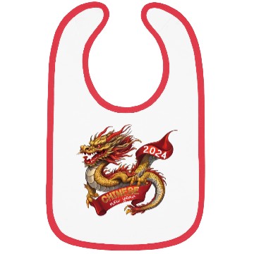Discover Chinese New Year Dragon: Red Gold Grey White Bibs