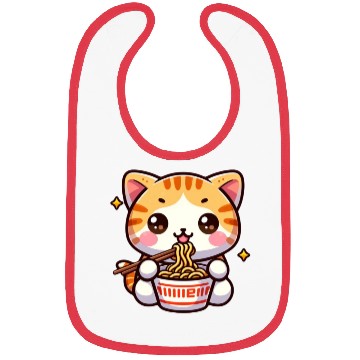 Discover Cute Cat Eating Ramen Bibs
