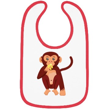 Discover Cute monkey eating banana Bibs