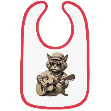 Discover Cat Playing Guitar Bibs