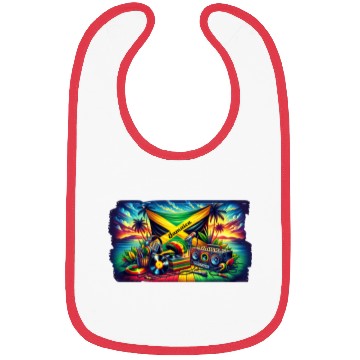 Discover Jamaica Caribbean Reggae Music Design Bibs