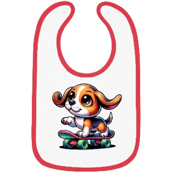Discover Beagle skateboarder comic cartoon dog Bibs
