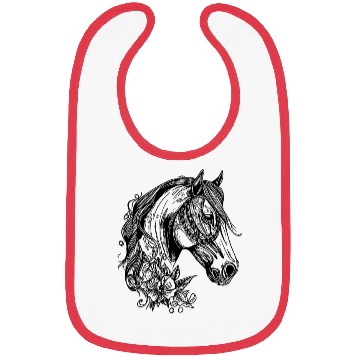 Discover Flower Tattoo Horse Portrait Style Bibs