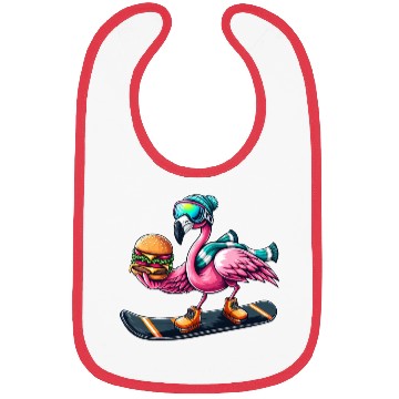 Discover Flamingo Snowboard Burger Fun Bibs