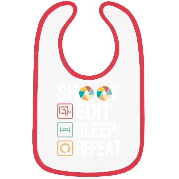 Discover Funny Shoot Edit Sleep Repeat Photography Camera Bibs