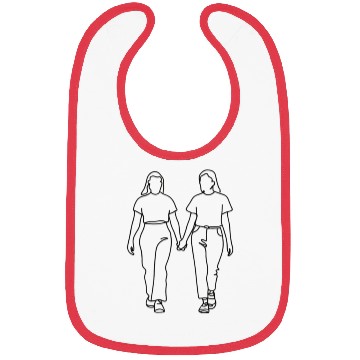 Discover Line Art of Lesbian Couple Walking Bibs