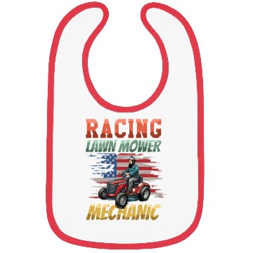 Discover Racing Lawn Mower Mechanic Backyard Bibs