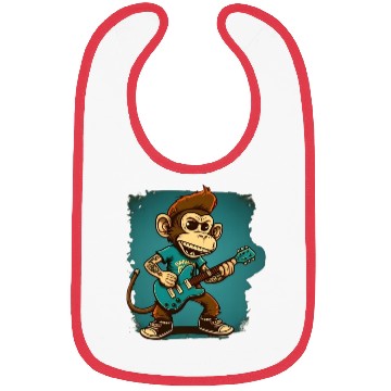 Discover Monkey Chimpanzee Playing Acousitc Rock Guitar Bibs