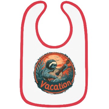 Discover Tropical Sloth Guitar Vacation Sunset Beach Bibs