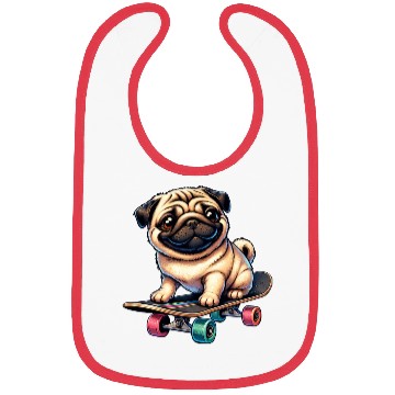 Discover Skateboarding Pug, Dog Skateboarder Bibs