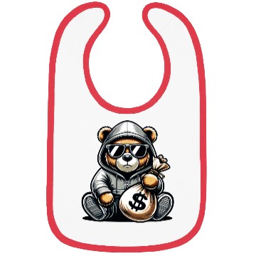 Discover teddy bear holding a money bag Bibs