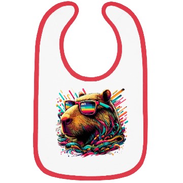 Discover Neon Capybara With Sunglasses Bibs