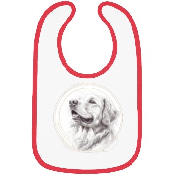 Discover Golden retriever portrait pencil sketch Bibs