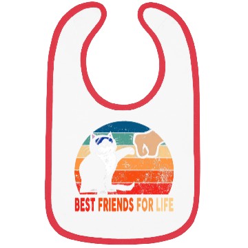 Discover Best Friends for Life Fist Bump Cat Owner Retro Bibs