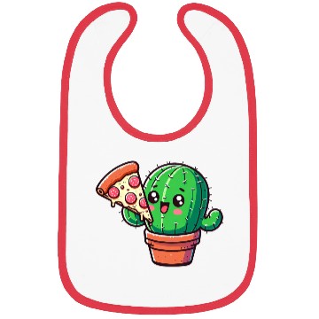Discover Cute Cactus Pizza Comic Bibs