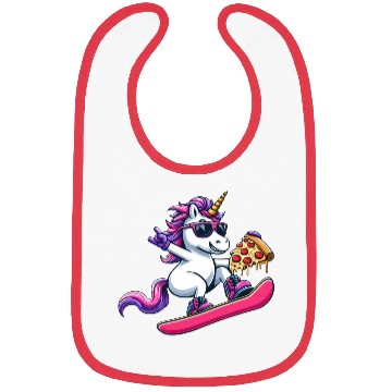 Discover Unicorn Snowboarder Pizza Cool Bibs