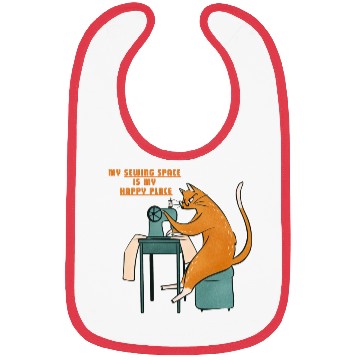 Discover Retro Ginger Cat Using Sewing Machine - Vintage Bibs