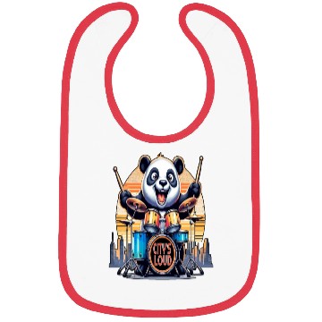 Discover Citys Loud, Urban Beat Panda Drummer Bibs