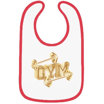 Discover gold dumbbell typography for gym enthusiasts Bibs