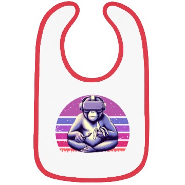 Discover Virtual Zen: Retro Aesthetic Gamer Gorilla Bibs
