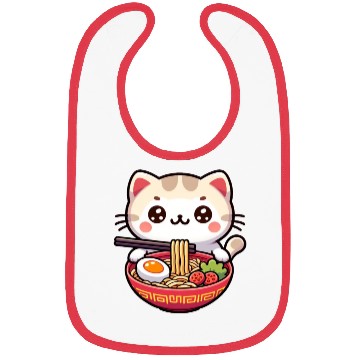 Discover Cute Cat Eating Ramen Bibs