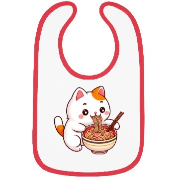 Discover Cute Cat Eating Ramen Bibs