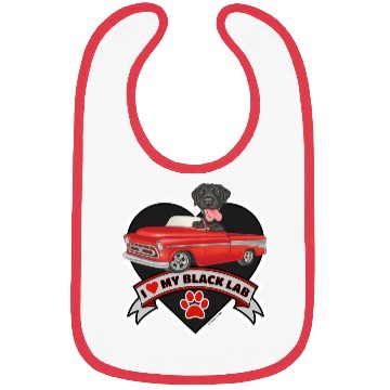 Discover Cute black lab in classic truck inside a heart Bibs