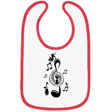 Discover Music Lover Cat Lover Treble Clef Cute Cat Piano Bibs